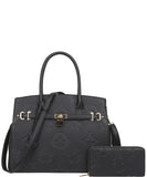 EVERY FASHION Monogram Print Structured Tote Bag with Matching Wallet YB-6794W