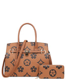 EVERY FASHION Monogram Print Structured Tote Bag with Matching Wallet YB-6794W