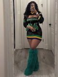MB FASHION Mardi Gras Cut-Out Jersey Dress & Headband Set 835