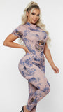 MB FASHION Sheer Printed Short Sleeve Mesh Jumpsuit 9707
