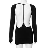 MB FASHION Long Sleeve Cut-Out Mini Dress – Side Cutout Open Back Bodycon Dress 345