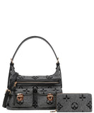 EVERY FASHION Patterned Shoulder Bag with Matching Wallet 3C1-9166W-1