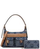 EVERY FASHION Patterned Shoulder Bag with Matching Wallet 3C1-9166W-1