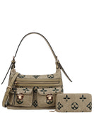 EVERY FASHION Patterned Shoulder Bag with Matching Wallet 3C1-9166W-1