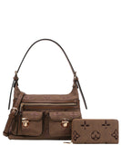 EVERY FASHION Patterned Shoulder Bag with Matching Wallet 3C1-9166W-1