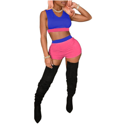 MB FASHION 2-Piece Sleeveless Crop Top and High-Waist Shorts Set SIZE RUN SMALL LAST XXL