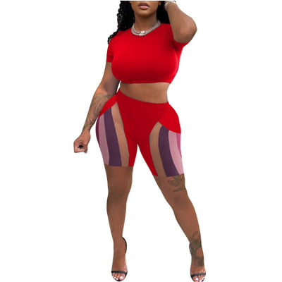MB FASHION Crop Top and High-Waisted Shorts Set 5267T