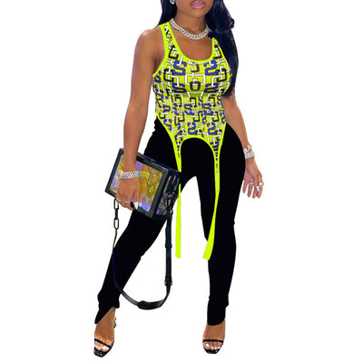 MB FASHION Geometric Cut-Out High-Cut Tank Top 1113R