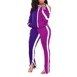 MB FASHION Two-Piece Track Set with Shoulder Cutouts and Side Stripes 8125