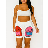 MB FASHION Cartoon Face Lounge Set with Crop Tank 7148AT