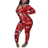 MB FASHION HOODED PRINTED CHRISTMAS JUMPSUITS 7926