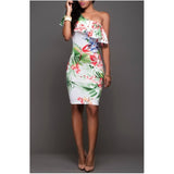 MB FASHION Floral One-Shoulder Ruffle Dress 5384 last M