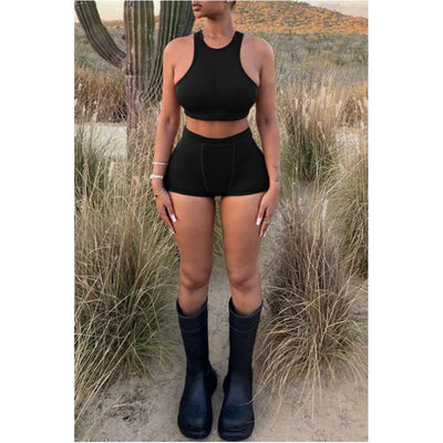 MB FASHION Racerback Crop Top & High-Waisted Shorts Set 5672LY last L