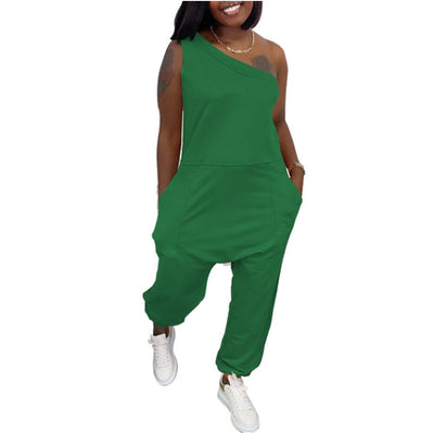 MB FASHION OFF SHOULDER POCKET JUMPSUIT 8215R