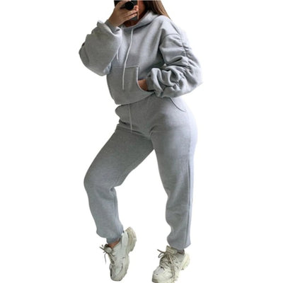 MB FASHION Ruched Sleeve Hoodie and Jogger Pants Lounge Set 8143R