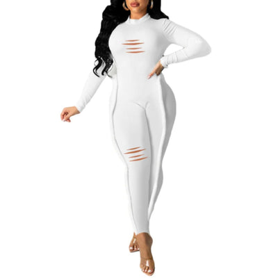 MB FASHION Cutout Long Sleeve Full-Length JUMPSUIT 9132R