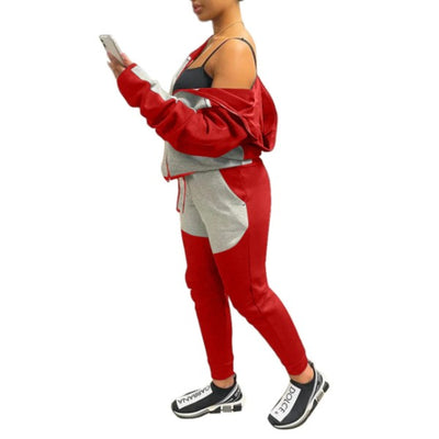 MB FASHION Two-Piece Hoodie and Jogger Set with Contrast Panels 225R