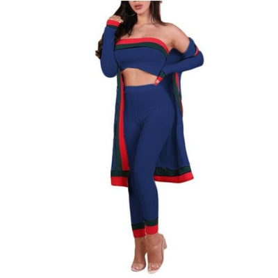 MB FASHION 3-Piece Strapless Crop Top, Leggings, and Cardigan Set 628 LAST M