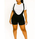 MB FASHION Casual Suspender Romper with Cropped T-Shirt Set 6212R