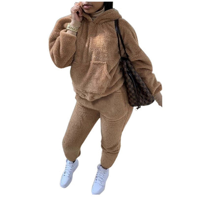 MB FASHION Plush Hoodie and Jogger Pants Cozy Lounge Set 1332R