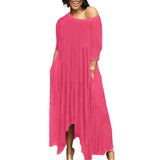 MB FASHION Casual Off-Shoulder Maxi Dress with Pockets 9283R