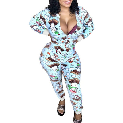 MB FASHION (MIXED BUNDLE 25 PIECE L, XL, XXL)  Festive Cartoon Print Onesie with Zipper Closure and Cuffs 2454