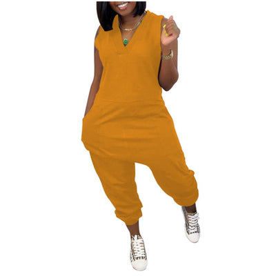 MB FASHION V NECK POCKET JUMPSUIT 2037R