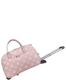 EVERY FASHION Patterned Rolling Travel Duffel Bag with Telescopic Handle DH-8720-3