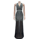 MALYBGG Mesh Rhinestone Sleeveless Maxi Dress 6736LY