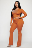 MB FASHION Women’s Contrast-Stitch Two-Piece Set – Long Sleeve Cropped Zip-Up Hoodie & High-Waist Flared Leggings 5071