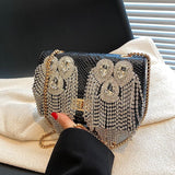 Every Fashion Glam Crystal Fringe Statement Shoulder Bag
