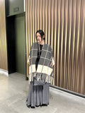 EVERY FASHION Cozy Checkered Fringe Poncho Wrap
