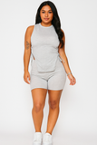 MB FASHION Sleeveless Cutout Crop Top and High-Waist Shorts Set 268T
