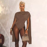 MB FASHION Draped Cape Sleeve Bodysuit 670