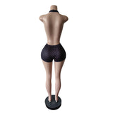 MB FASHION Sexy Halter Keyhole Cutout Short Romper 88685