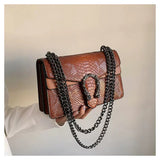 Every Fashion Textured Chain Shoulder Bag with Metal Buckle Detail