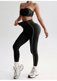 MB FASHION Strapless Bandeau Crop Top & High-Waisted Leggings Activewear Set 2425