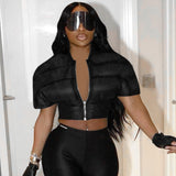 MB Fashion Short Sleeve Cropped Puffer Jacket 300