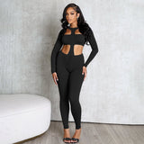 MB FASHION Long Sleeve Sheer Panel Cutout Jumpsuit 341