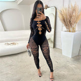 MB FASHION Off-Shoulder Cutout Mesh Detail Jumpsuit 010