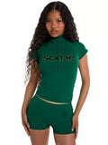 MB FASHION Short Sleeve Top & High-Waisted Biker Shorts Set 6018