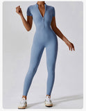 MB FASHION HIGH QUALITY Short Sleeve Zip-Up Jumpsuit 2405