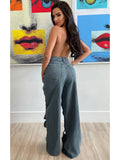 MB FASHION Sexy Cut-Out Wide Leg Denim Jeans 3112