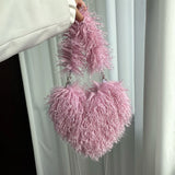 Every Fashion Fluffy Heart-Shaped Faux Fur Shoulder Bag