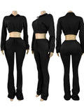 MB FASHION Cropped Quarter-Zip Lounge Set with Drawstring Pants 5069