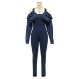 MB FASHION HIGH QUALITY Off-Shoulder Ruffled Collar Long Sleeve Jumpsuit 10820