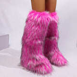 EVERY FASHION Knee-High Faux Fur Boots 008 TY