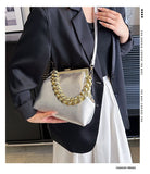 EVERY FASHION Structured Frame Handbag with Oversized Chain Accent