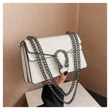 Every Fashion Textured Chain Shoulder Bag with Metal Buckle Detail