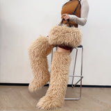 EVERY FASHION Ultra-Shaggy Faux Fur Over-The-Knee Boots